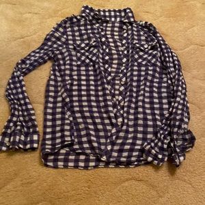 Sanctuary women’s size small navy and white button blouse